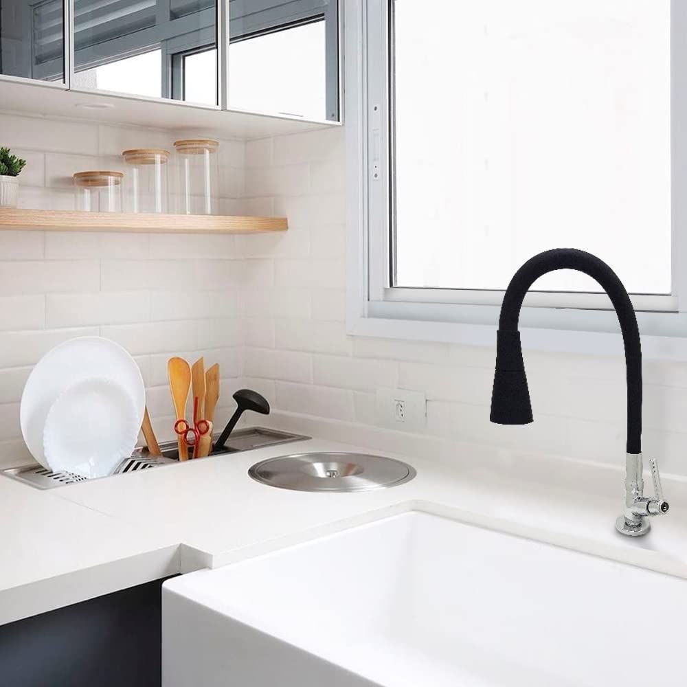 Torneira Gourmet Cozinha Flexível Cone 2 Jatos Preto Mesa C34 Corpo Y - 2