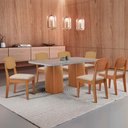 Ver imagem 1 de Mesa de Jantar Eloise 180cm Tampo Mdf Vidro com 6 Cadeiras Copper Premium Moderna Mobília