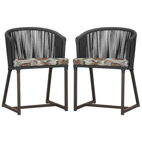 2 Cadeiras de Jantar Área Noronha em Alumínio com Pintura Marrom Corda Náutica E6 Trama Original