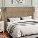 Ver imagem 2 de Kit Cabeceira Cama Box Casal 195 Cm Madrid com Puff Recamier Santorini Bouclê Bege - Lyam Decor