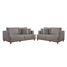 Conjunto Sofás 2 e 3 Lugares Fixo Linho M-175 Martins Cinza - 1