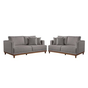 Conjunto Sofás 2 e 3 Lugares Fixo Linho M-175 Martins Cinza