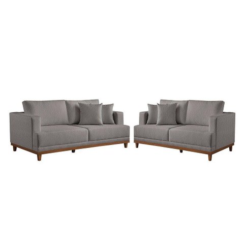 Conjunto Sofás 2 e 3 Lugares Fixo Linho M-175 Martins Cinza