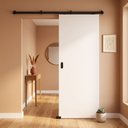 Ver imagem 1 de Porta Branca 80x210cm + Kit de Correr Preto de Sobrepor