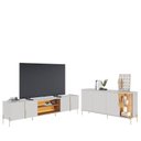 Ver imagem 1 de Rack Bancada Maggiore 2.4 com Aparador Buffet Sena com Led Off White Matte Freijó - Colibri