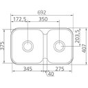 Ver imagem 2 de Cuba Dupla Tramontina Isis 2c 34-28 Bs Perfecta Inox Polido 69x40 Cm e Sifão 94062402