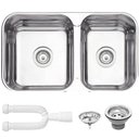 Ver imagem 1 de Cuba Dupla Tramontina Isis 2c 34-28 Bs Perfecta Inox Polido 69x40 Cm e Sifão 94062402