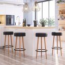 Ver imagem 4 de Kit 6 Banquetas Estofada com Pés de Madeira Couríssimo Preto
