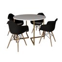 Ver imagem 6 de Mesa Jantar Industrial Redonda 110Cm Branca Base V Dourada Com 4 Poltronas Daw Madeira Cor: Branco