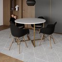 Ver imagem 1 de Mesa Jantar Industrial Redonda 110Cm Branca Base V Dourada Com 4 Poltronas Daw Madeira Cor: Branco