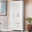 Ver imagem 2 de Guarda Roupa Solteiro Lima 3 Portas 182x82 Cm Branco Flex Moval