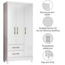 Ver imagem 4 de Guarda Roupa Solteiro Lima 3 Portas 182x82 Cm Branco Flex Moval