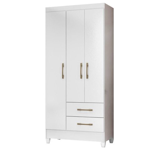 Guarda Roupa Solteiro Lima 3 Portas 182x82 Cm Branco Flex Moval