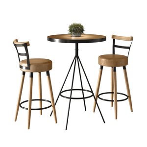 Conjunto Mesa Bistrô e 2 Banquetas Moscou Cor Amarula - Salaone Decor