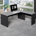 Ver imagem 1 de Mesa de Escritório Escrivaninha L 1,70m Pé Painel F5 Office Cor:cinza Sagrado com Preto