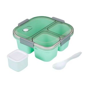 Kit Marmiteira 3 Compartimentos Talher Portatil Refeicao Saudavel Pratico