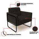 Ver imagem 3 de Poltrona Sala Industrial Alta Tubo Preto Kit 2 Elisa Linho D03 - D’Rossi
