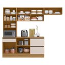 Ver imagem 5 de Cozinha Modulada Completa 4 Peças 6 Portas 4 Gavetas com Paneleiro Duplo Etna Bege/Marrom Claro/Off White