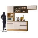 Ver imagem 4 de Cozinha Modulada Completa 4 Peças 6 Portas 4 Gavetas com Paneleiro Duplo Etna Bege/Marrom Claro/Off White