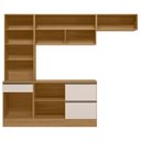 Ver mais imagens de Cozinha Modulada Completa 4 Peças 6 Portas 4 Gavetas com Paneleiro Duplo Etna Bege/Marrom Claro/Off White