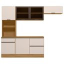 Ver imagem 2 de Cozinha Modulada Completa 4 Peças 6 Portas 4 Gavetas com Paneleiro Duplo Etna Bege/Marrom Claro/Off White