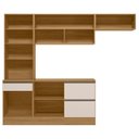 Ver mais imagens de Cozinha Modulada Completa 4 Peças 6 Portas 4 Gavetas com Paneleiro Duplo Etna Marrom Claro/Off White