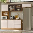 Ver imagem 1 de Cozinha Modulada Completa 4 Peças 6 Portas 4 Gavetas com Paneleiro Duplo Etna Bege/Marrom Claro/Off White