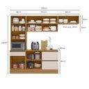 Ver imagem 3 de Cozinha Modulada Completa 4 Peças 6 Portas 4 Gavetas com Paneleiro Duplo Etna Bege/Marrom Claro/Off White