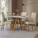 Ver imagem 4 de Mesa de Jantar Mariah 120x80 Cm com Vidro Ype Off White e 4 Cadeiras Mariana Veludo Nude – New Ceval