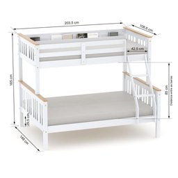 Beliche Casal/solteiro Import com Porta Livros Madeira Maciça Branco/mel Megamobilia - 2