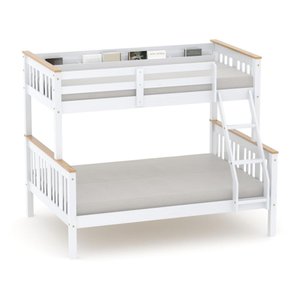Beliche Casal/solteiro Import com Porta Livros Madeira Maciça Branco/mel Megamobilia