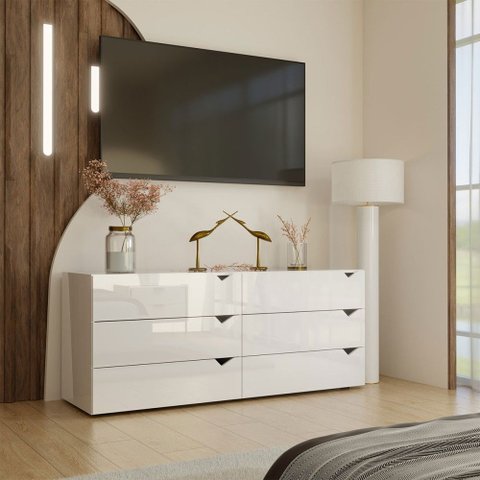 Cômoda Veneza 6 Gavetas Branco - Panorama Móveis