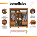 Ver imagem 4 de Guarda Roupas Casal com Espelho 2 Portas de Correr 4 Gavetas Titanium Madeirado / Areia Zanzini