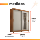 Ver imagem 3 de Guarda Roupas Casal com Espelho 2 Portas de Correr 4 Gavetas Titanium Madeirado / Areia Zanzini