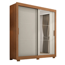 Ver imagem 1 de Guarda Roupas Casal com Espelho 2 Portas de Correr 4 Gavetas Titanium Madeirado / Areia Zanzini