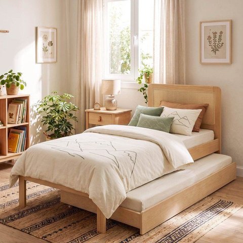 Conjunto Cama Infantil Reversível e Cama Auxiliar Crescer Casatema MadeiraOriginals Marrom/Carvalho