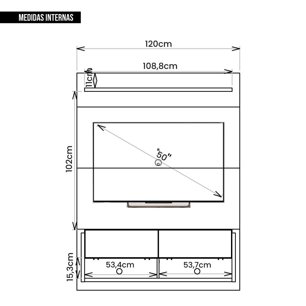 Painel para Tv até 50 Polegadas Block Marrom Caemmun - 9