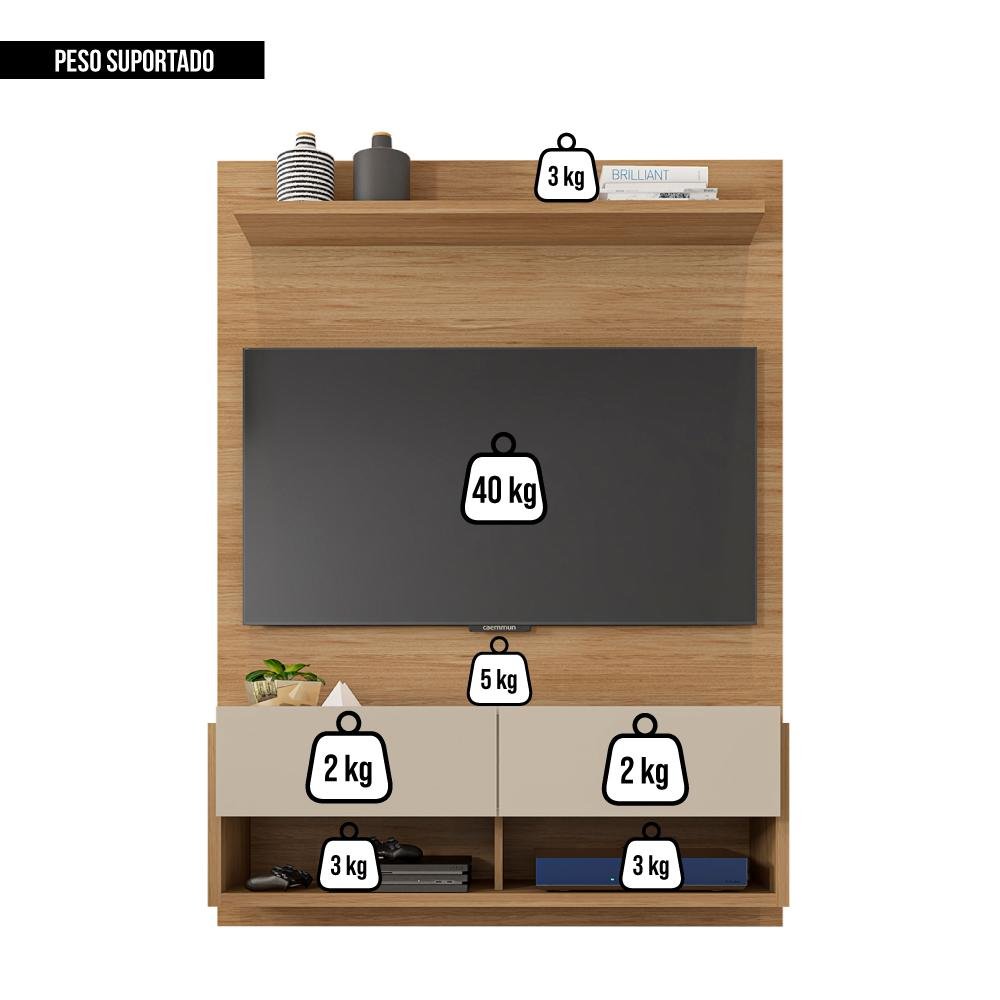 Painel para Tv até 50 Polegadas Block Marrom Caemmun - 8