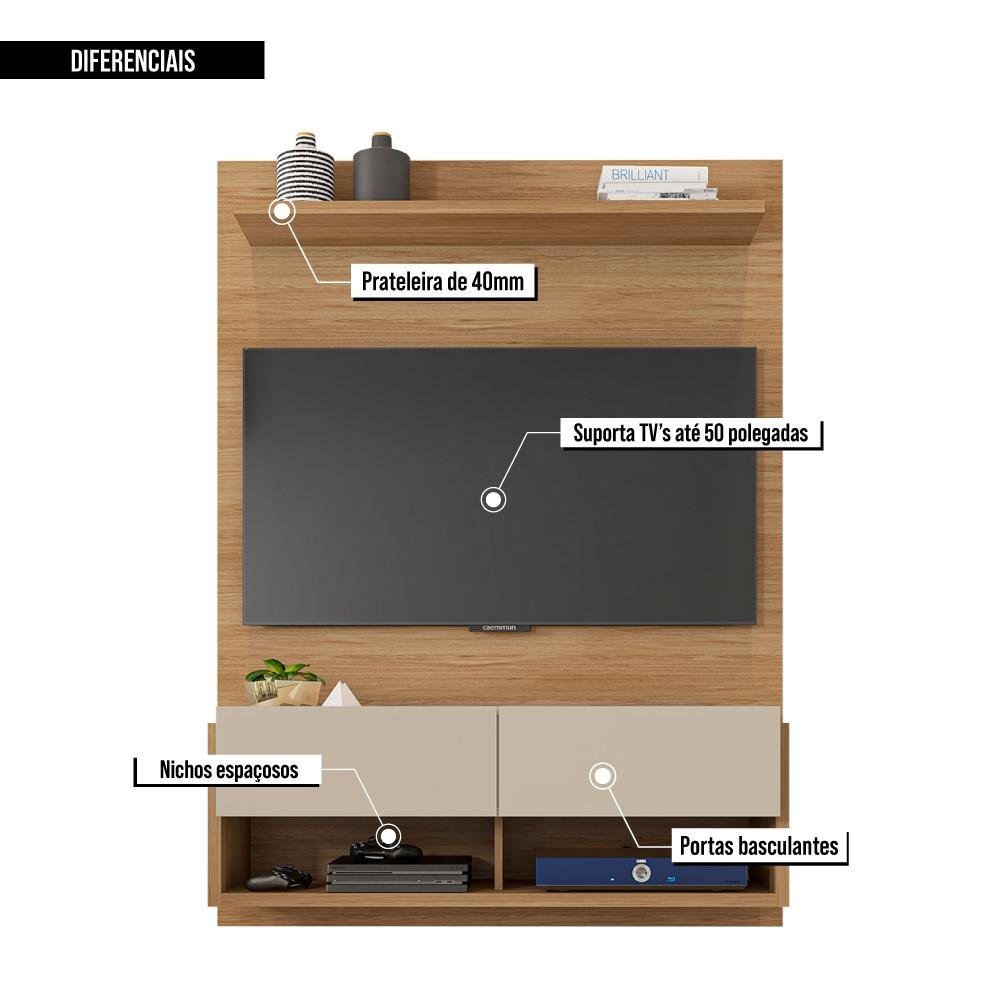 Painel para Tv até 50 Polegadas Block Marrom Caemmun - 6