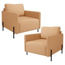 Ver imagem 1 de Kit 2 Poltronas Decorativa para Sala Living Pés Industrial Domani L06 Couro Capuccino - Lyam Decor
