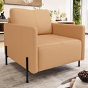 Ver imagem 3 de Kit 2 Poltronas Decorativa para Sala Living Pés Industrial Domani L06 Couro Capuccino - Lyam Decor