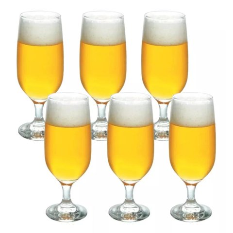 Jg 6 Taças P/ Cerveja Pasabahce Laguna em Vidro 395ml A18cm