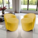 Ver imagem 1 de Kit 2 Poltronas Decorativa Yara Orgânica Couro Amarelo