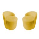 Ver imagem 2 de Kit 2 Poltronas Decorativa Yara Orgânica Couro Amarelo