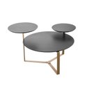 Ver imagem 3 de Mesa de Centro 83cm Três Tampos Chanfrada Orgânica Pé Metal 28021 Artesano