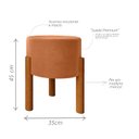 Ver imagem 5 de Kit 2 Puffs  Redondo de Veludo Pés Madeira Terra Cota