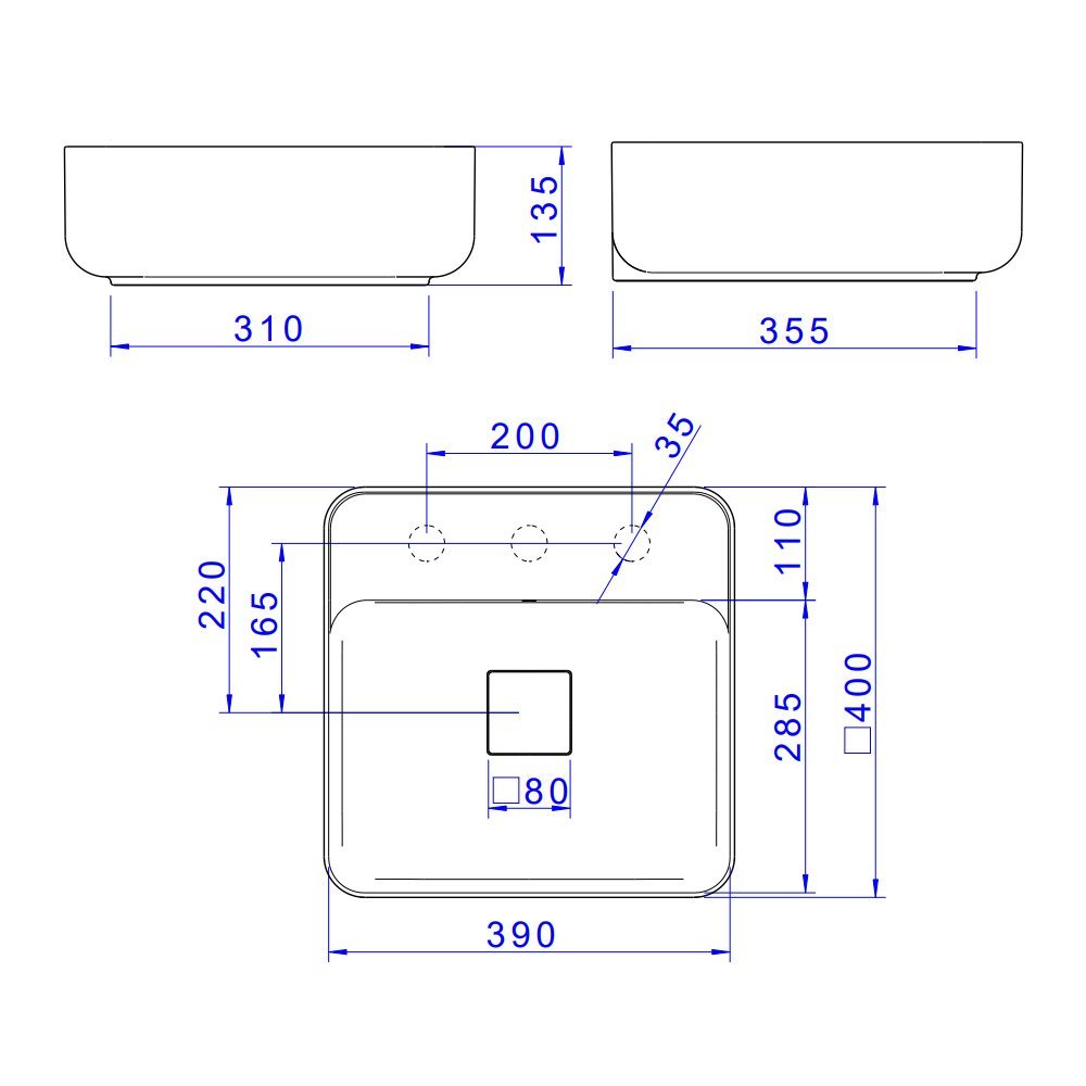 Cuba De Apoio Deca Slim 40X40 L.11040.M.85 Quadrada Com Mesa Soft Antracite - 5