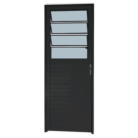 Porta de Alumínio Basculante com Vidro Lado Direito 210x80cm Preto Allo Esquadrias