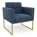 Ver imagem 1 de Poltrona Elisa Suede Azul Marinho Base Metálica Industrial Dourada - D'Rossi
