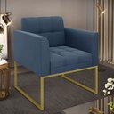 Ver imagem 2 de Poltrona Elisa Suede Azul Marinho Base Metálica Industrial Dourada - D'Rossi